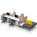 Modern Office Workstation With Cubicles Computer Monitors Office Chairs And Sofa 3d model