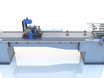 Automated Industrial Processing Equipment With Blue Control Components And Conveyor Workbench 3d model