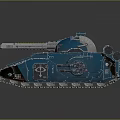 Blue Armored Tank Featuring Flaming Cannon Heavy Duty Tracks And Futuristic Design