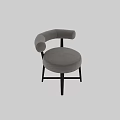 Simple Modern Dining Chair With Gray Fabric Seat And Black Wooden Legs
