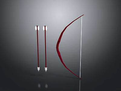 Red Bow and Arrows as Modern Weapon with Sleek Design Display Setup 3d model