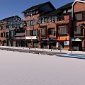 Vibrant Commercial Street With Multi Story Brick Buildings Shop Signboards And Decorative Light Strings