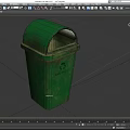 Public Facility Green Trash Bin With Lid For Urban Outdoor Settings