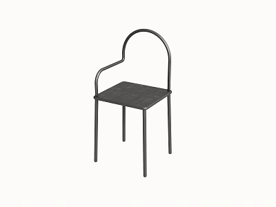 Sleek Modern Leisure Chair With Arched Armrests Metal Frame And Comfortable Seat 3d model