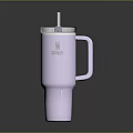 Everyday Household Essential White Insulated Tumbler With Silver Rim And Straw For Keeping Drinks Warm