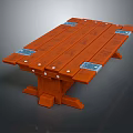Durable Orange Wooden Outdoor Bench With Metal Connectors And Flat Seat Surface