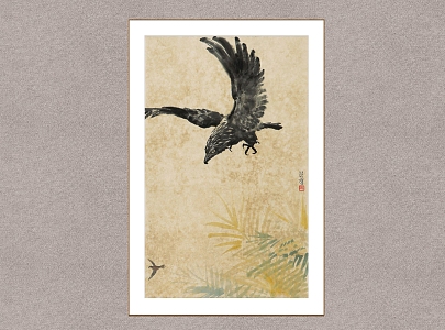 New Chinese Animal Painting Xu Beihong Eagle 3d model