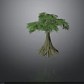 Realistic 3D Tree Model With Lush Green Leaves Thick Trunk And Aerial Roots