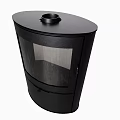 Contemporary Black Freestanding Fireplace Design With Glass Panel And Handle