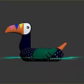 Kids Colorful Toucan Shaped Inflatable Swim Ring With Blue Dotted Body And Green Feet