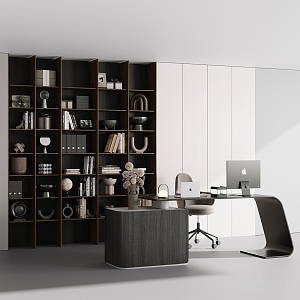 modern office desk and chair 3d model