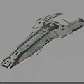 Futuristic Spaceship with White Body and Green Stripes for Advanced Space Exploration