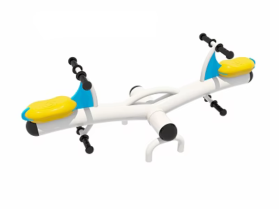 White Frame Kids Seesaw With Yellow Seats Blue Accents And Black Handles 3d model