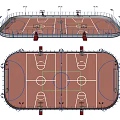 Indoor Basketball Gymnasium With Multi Court Design Brown Flooring White Lines And Hoops
