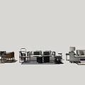 Modern Sofa Coffee Table Set With Diverse Designs Wooden Frames And Accent Tables 3d model
