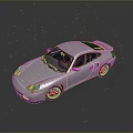 Silver Porsche Style Sports Car With Sleek Design And Reflective Surface On Gray Background
