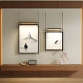 Abstract Paintings Featuring Human Figure Mountain Bird In Oriental Ink Style Living Room Wall Decor