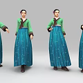 Traditional Female Characters In Cultural Attire With Floral Motifs And Diverse Poses