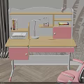 Pink Kids Chair With Study Desk For Children's Room Interior Design