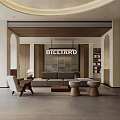 Modern Recreation Room Interior With Billiard Table Sofa Coffee Table And Bookshelves