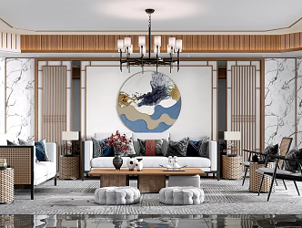 Light Luxury Living Room 3d model