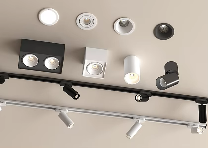 Modern downlight spotlight magnetic attraction track light open-mounted downlight steering 3d model