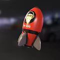 Red Rocket Model With Cartoon Astronaut Face Number H06 And Silver Tail Fins 3d model