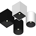 Modern Black White Square Cylindrical Downlights and Spotlights with Sleek Design