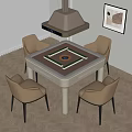 Modern Chess Table and Chair Mahjong Table Smoking Light 3d model