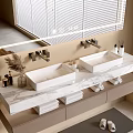Modern Wall Mounted Bathroom Vanity With Double Sinks Marble Countertop Illuminated Mirror And Towels