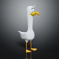 Cartoon Seagull Character With White Body Yellow Beak And Cheerful Expression