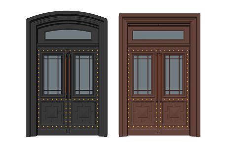 Jianou double-door residence entrance unit door copper door 3d model