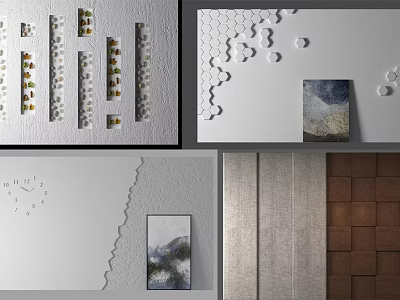 Modern background wall decorative painting goose warm stone maple leaf 3d model