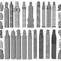 Decorative Stone Columns With Various Designs Carved Details And Architectural Elements 3d model