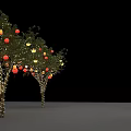 Decorated Trees With Colorful Lanterns And String Lights On Black Background 3d model