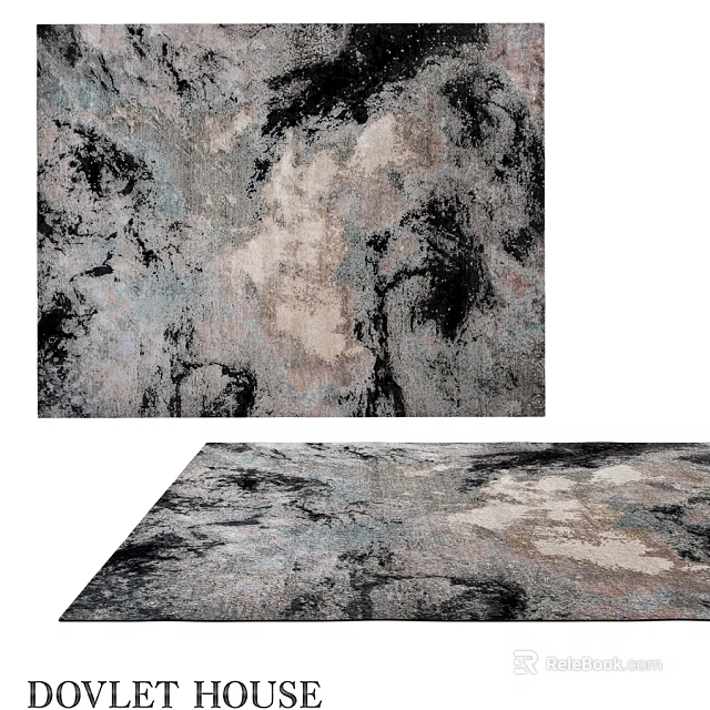 Square Area Rug With Abstract Gray Black Beige Pattern Modern Design 3d model 