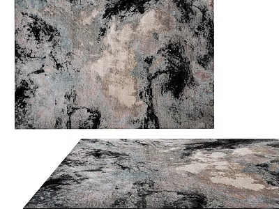 Square Area Rug With Abstract Gray Black Beige Pattern Modern Design 3d model