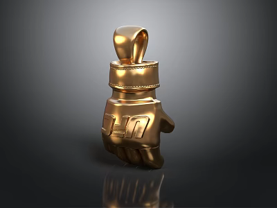 Golden Weapon Themed Pendant Shaped Like Boxing Glove With Intricate Design 3d model