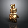 Golden Weapon Themed Pendant Shaped Like Boxing Glove With Intricate Design