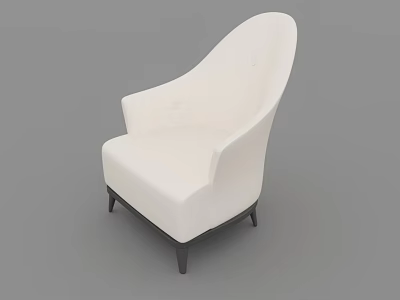 Elegant Modern White Accent Chair with Upholstered Seat and Armrests and Black Wooden Legs 3d model