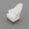 Elegant Modern White Accent Chair with Upholstered Seat and Armrests and Black Wooden Legs
