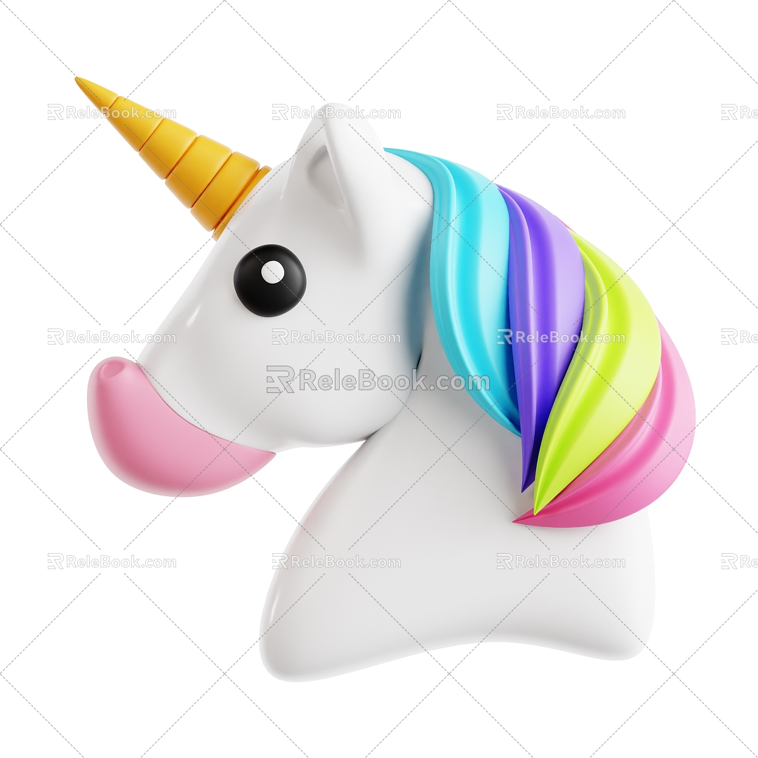 Modern cartoon unicorn toy Icon 3d model