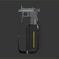 Silver Gray Metal Pistol With Brown Leather Strap And Gray Holster