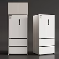 White Modern Refrigerator Freezer With Double Door And Drawer Compartments For Home Kitchen