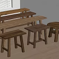 New Chinese Style Bench Solid Wood Stool Low Stool Bench 3d model