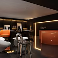 Modern Bridal Shop Interior With Dark Reception Counter Gold Signage And Textured Wall