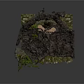 Cave Interior With Stone Walls Green Vines Stalactites And Mossy Floor