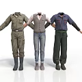 Men In Three Different Casual And Work Outfits Standing With Arms Outstretched