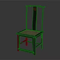 Traditional Chinese Style Leisure Chair With Dark Frame Red Circular Decoration And Woven Seat