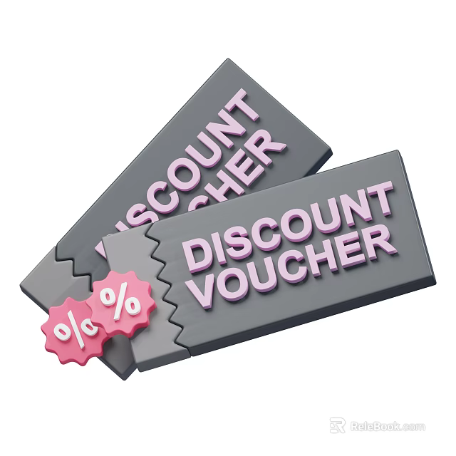 Stylish Decorative Ornament Set Featuring Discount Voucher Motifs And Percentage Symbols 3d model 